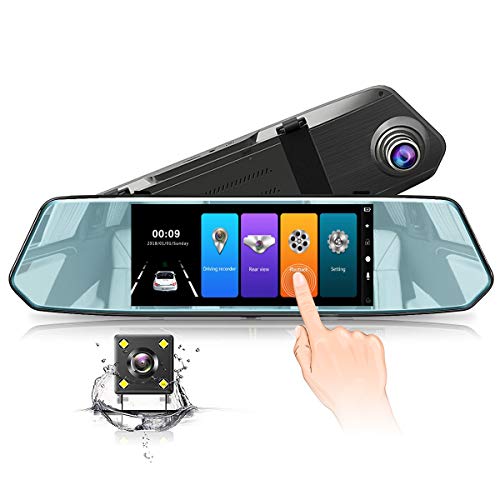 Mirror Dash Cam 7 inch Backup Camera for Car Touch Screen 170°Wide / 2.5D / 1080P Dash Camera Rearview Front and Rear Dual Lens with Waterproof Reversing Camera