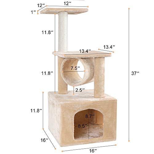 BEAU JARDIN 37 Inch Cat Trees and Towers Cat Condo for Kittens Cat