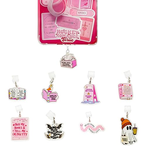 Cute Charm Set for Kindle, Dust Plug Charms for Kindle Paperwhite, Bow Chain with Hook Accessories for E-Reader Phone Type C/USB C Charging Ports