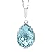 9.00 Ct Genuine Blue Topaz 16x12mm Pear Shape 925 Silver Pendant with 18