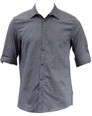 Calvin Klein Men's Non-Iron Solid Asphalt YD Oxford Button Up Dress Shirt