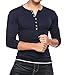 HOTOUCH Mens Casual Slim Fit Basic Henley Long Sleeve T Shirts Navy Blue L