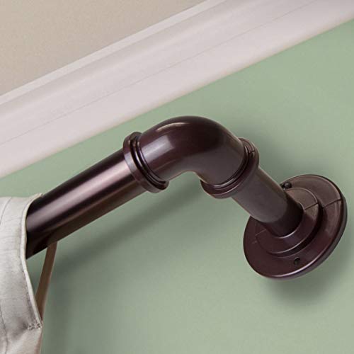 InStyleDesign Modern Industrial Steel Pipe 1-inch Dia. Adj Curtain Rod Black 84 to 120 inches Black Finish