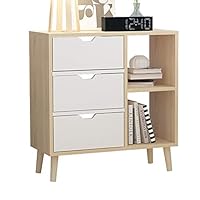 Xuzeyun Bedside Table Nordic Minimalist Solid Wood Legs Multifunctional Bedroom Chest of Drawers Bedside Table Suitable for Home and Office (Color : Beige, Size : 70x65x30cm)