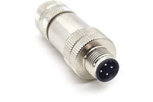 FOWIUNYE M12 4 Pin Male Connector, D Code Shielding Metal Shell Sensor Field Assembly Circular Connector IP67 Straight Type Adapter 250V 4A AC/DC Connector for PG7/PG9