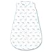 Amazing Baby Cotton Sleeping Sack, Wearable Blanket with 2-way Zipper, Pastel Blue + Gray Tiny Elephants, Medium (6-12 mo)
