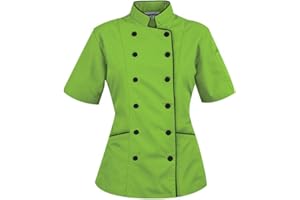 CHEF'S APPAREL Short Sleeves Women's Ladies Chef's Coat Jackets (XXL (for Bust 42-43), Green)