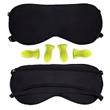 100% Natural Silk Sleep Mask/Eye Mask with 2 Adjustable Straps,2 pairs Earplugs