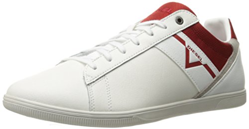Diesel Men's Happy Hours S-Judzy Fashion Sneaker, White/Chili Pepper, 7 M US