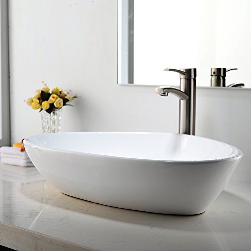 Comllen Contemporary Ceramic Bathroom Vessel Sink, Art Basin 23.2" x 15.7" Porcelain Bathroon SInk