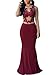 Cfanny Women's Lace Applique Nude Mesh Evening Maxi Dress Gown