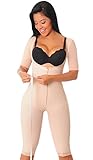 Salome 0525 Women Post Surgery Full Body Shaper Zipper Sleeves Shapewear Fajas Colombianas Reductoras Moldeadoras Completas Post-operatorias Beige M