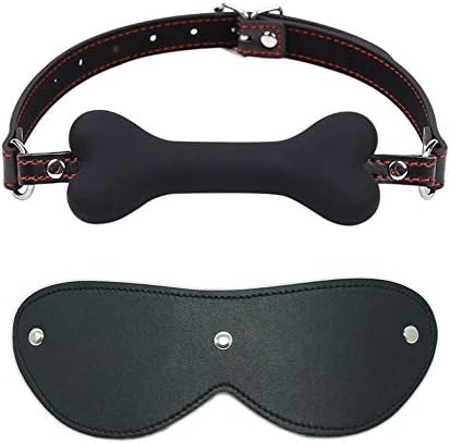Open Breathable Mouth Ball and Leather Blindfold Eye Mask