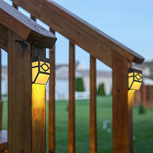 INCX 8pcs Solar Fence Lights-Solar Deck Lights-2 Models Waterproof LED Outdoor Lighting for Gardon Yard Landscape Patio Decoration