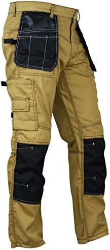 Fashio Mens Utility Work Pants Workwear Pants Cordura Knee Reinforcement Work Trousers
