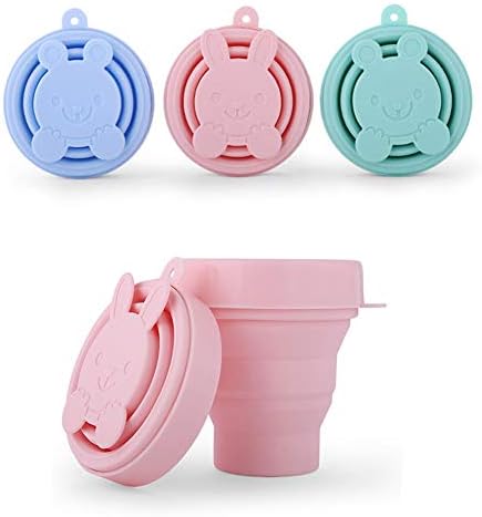 WAROOMS Collapsible Silicone Travel Cup,170ml Portable Food-Grade Folding Drinking Cup with Lids Reusable Foldable Cup for Camping Hiking Office Outdoor Commuters