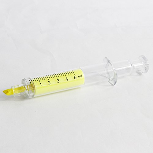 Pctc Brand New Novelty Creative Candy Needle Yellow Color Liquid Fluorescent Marker Highlighter Pens