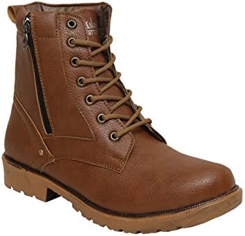 Shoe Island ® Rider-X ™ Leatherette Tan Brown Edition Zipper High Ankle Length Long Boots for Men