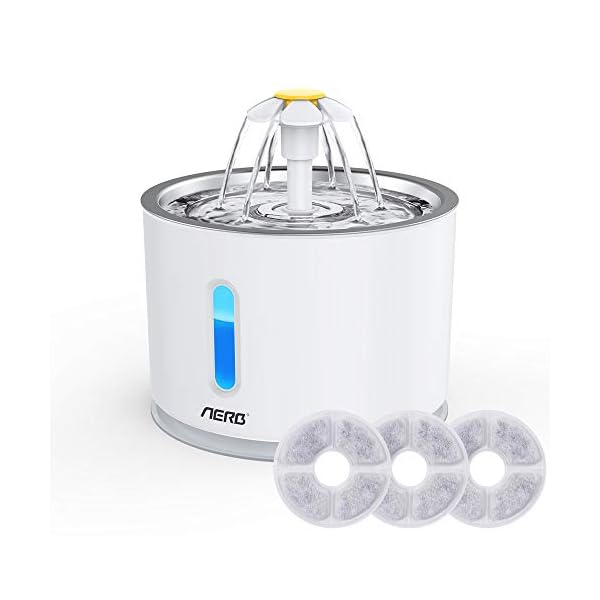 Aerb-Cat-Water-Fountain-Pet-Drinking-Fountain-Cat-Fountain-Ultra-Quiet-with-Night-light-and-3-Carbon-Filters-24L Aerb Cat Water Fountain, Pet Drinking Fountain: Cat Fountain Ultra-Quiet with Night light and 3 Carbon Filters, 2.4L