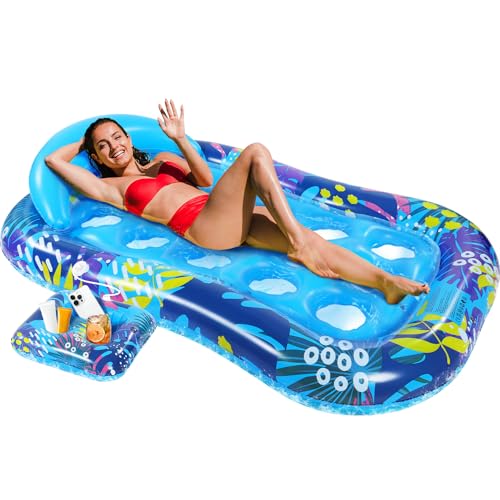 Subtail Pool Mat – Inflatable Pool Mat with Removable Cup Holder – Pool Floats – Inflatable Swimming Pool Mats for Adults – Beach Mat – Inflatable Inflatable Mattress