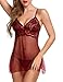 Aidlove Women Lace Babydoll Nightie Sexy Negligee Lingerie Strap Chemise Nightwear Wine Red Large