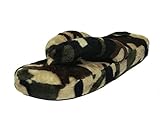 Onmygogo Camouflage Flannel Fleece House Flip Flop Thong Slippers for Men (Men size 10-11, Dark Green Camo)