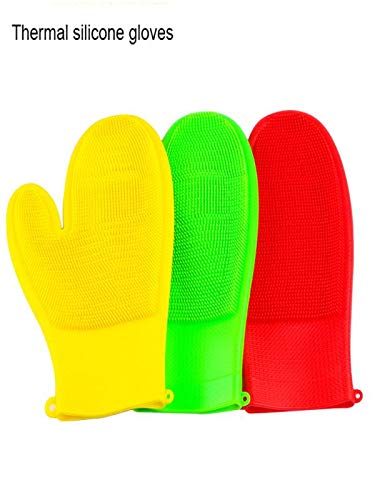 Pausseo Cleaning Silicone Gloves - Durable Gardening Household Dishwashing Magic Reusable Brush Scrubber Heat Resistant High Temperature Insulated Glove Clean Tool (General Left Right Hand) - Thumbnail 3