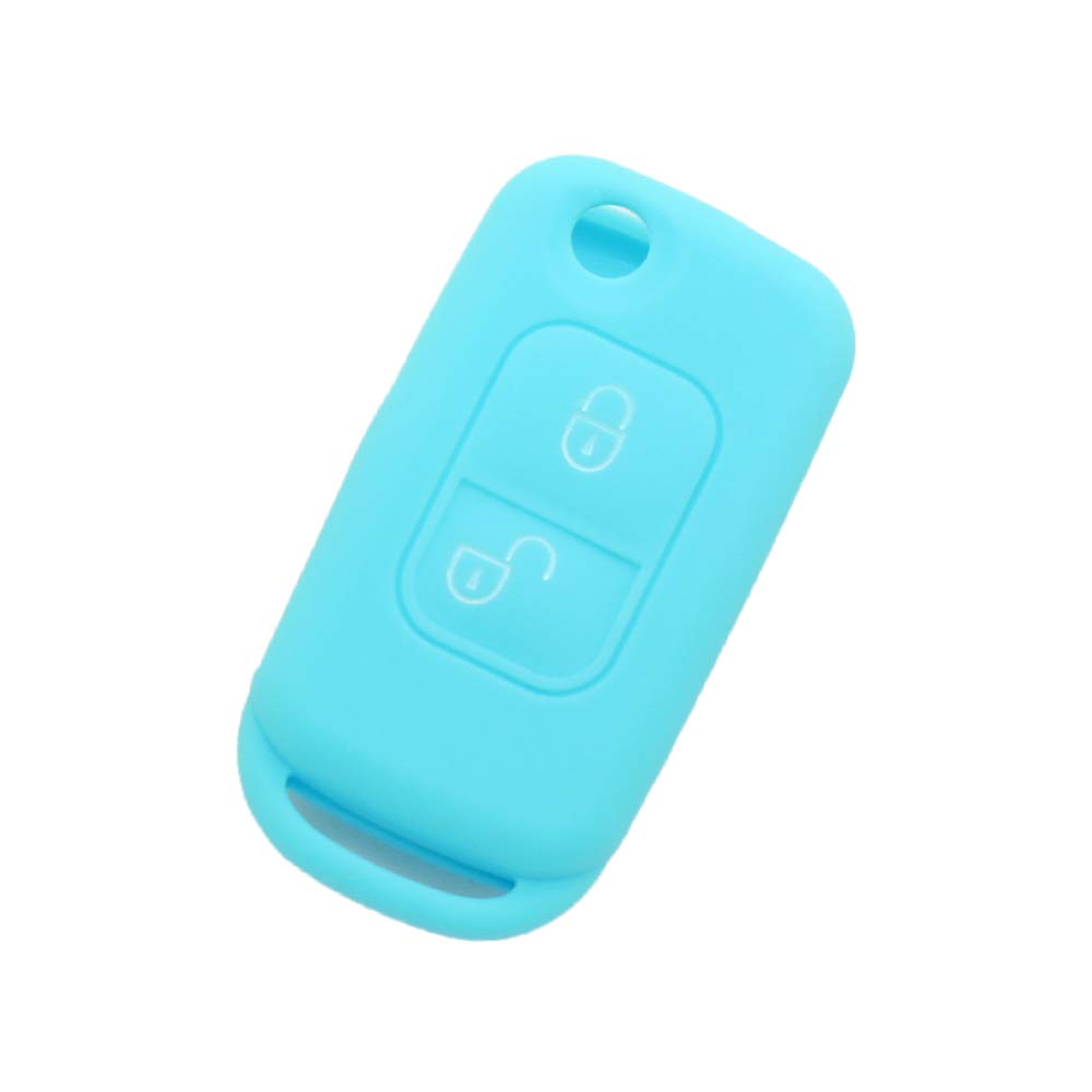 BROVACS Silicone Cover Protector Case Holder Skin Jacket Compatible with MERCEDES BENZ 2 Button Flip Remote Key Fob CV9952 Light Blue
