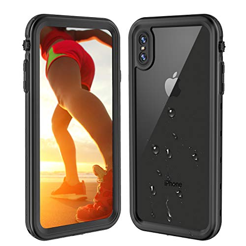 iPhone Xs Max Waterproof Case, iPhone Xs Max Cases Shockproof Underwater Full Body Impact Protection Case for iPhone Xs Max with Bulit-in Screen Protector (Transparent Black, 6.5 inch) (Best Shockproof Iphone Case)