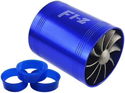PTNHZ RACING 2.5" F1-Z Double Car Supercharger Turbine Turbo Charger Air Intake Gas Fuel Saver Fan Blue