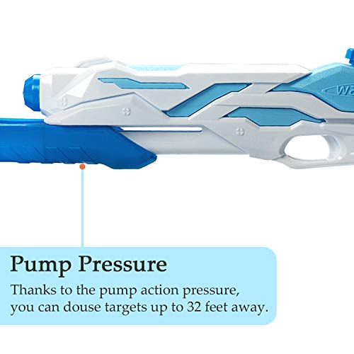 SAOCOOL Pool Guns for Kids, Water Guns High Capacity 1200CC Squirt Gun 32ft Water Soaker Blaster Squirt Toy Swimming Pool Beach Sand Water Fighting Toy (Blue)