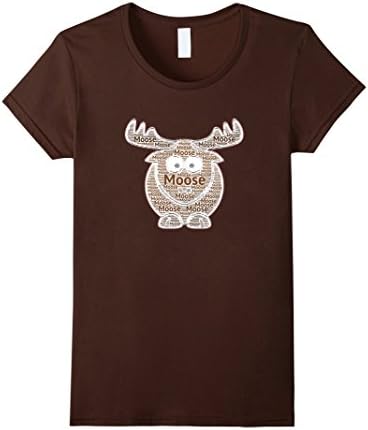 Womens Moose Word Cloud T-Shirt Medium Brown