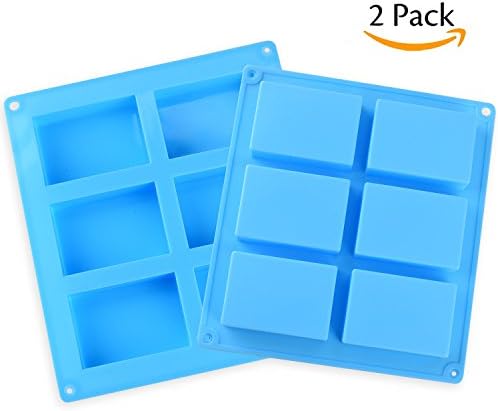 WARMWIND Silicone Soap Mold, Rectangle Baking Cake Mold Pan, Chocolate Mold, Ice Cube Tray for DIY Handmade craft(2 Pack) (Blue)