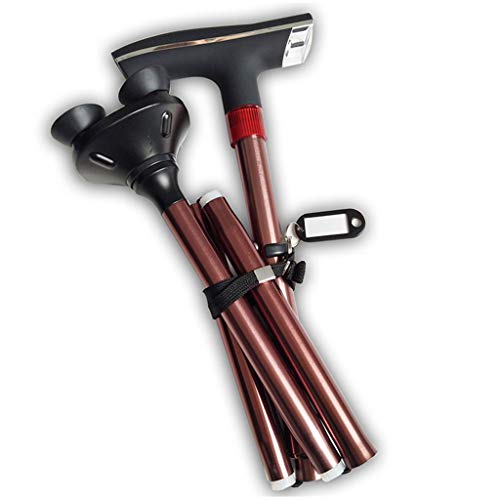 BBT-Shop Collapsible Walking Canes with LED Light SOS Alarm - Adjustable Hand Walking Hiking Sticks - Self-Standing Balancing Mobility Aid for Men Women Father's Day Gifts