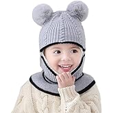 Kids Winter Plus Velvet Thickened face Protection Scarf Skull Caps Cute Beanie Cap Winter Soft Warm Knit Caps