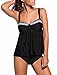 Happy Sailed Women Strappy 2 Piece Push Up Monokini Sporty Tankinis, X-Large Black