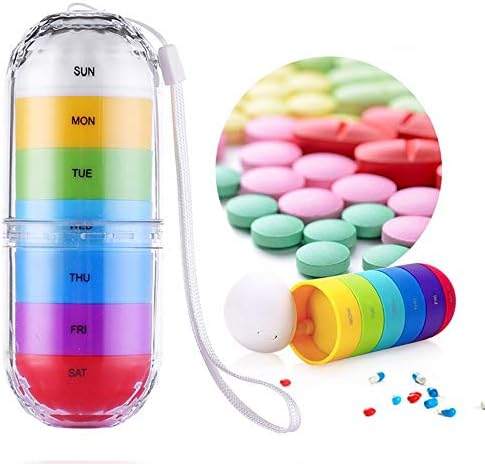 Weekly Pill Box 7 Day Pill Case Large Capacity Medicine Dispenser Portable Waterproof Pill Organizer for Travel Camping for Vitamins Fish Oil Supplements Medication
