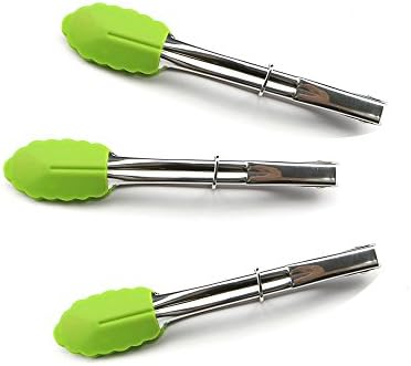 BabeTongs 7 Inch Mini Stainless Steel Tongs With Silicone Tips Barbeque Grilling Tongs Three Pieces