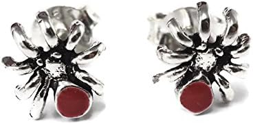 1 Pair 20 gauge (0.8mm) Silver Earring Cartilage Women Teen Kid Minimal Stud Enamel Spider 5/16" (8mm) Wide