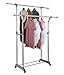 ProAid Adjustable 2 Rods Rolling Garment Rack with Brake Wheels, Hight Quality Stainless Steel Clothes Rack, Gray