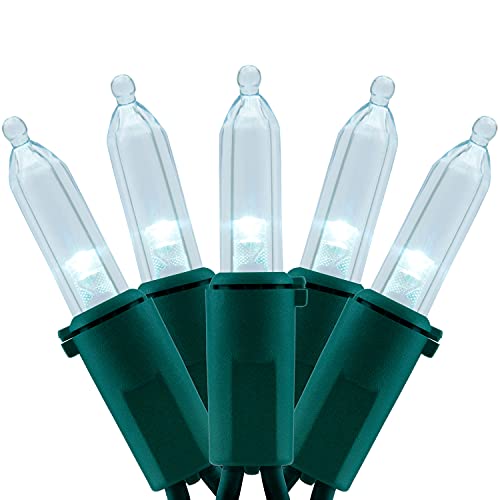 Cool White LED Christmas Lights with Green Wire, 66 Feet 200 Count UL