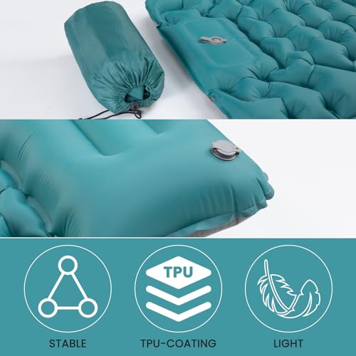 Satisure Camping Mattress Self-Inflating Outdoor Ultralight with Foot Pump, Foldable with Cushion for Tent Beach Hiking