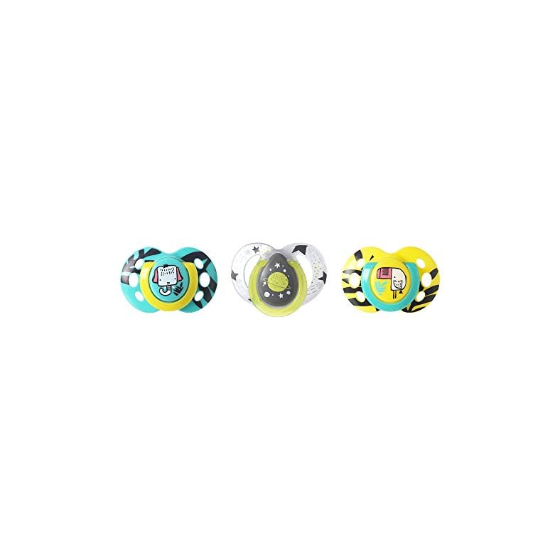 Tommee Tippee Day and Night Pacifiers, Symmetrical Design, BPA-Free Silicone Binkies, 18-36m, 3-Count, Colors and…