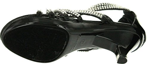 Delicacy Womens Angel-41 Rhinestones Embellished Strappy Sandals,Black,6