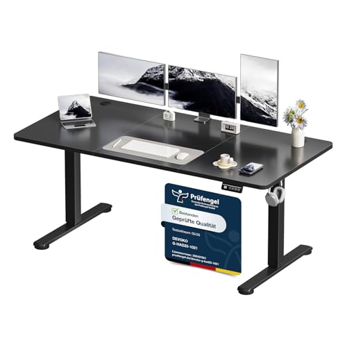Devoko Elektrisch Höhenverstellbarer Schreibtisch 160 x 70cm, Stabiler Schreibtisch Höhenverstellbar Tisch, Steh-Sitz Bürotisch, Computertisch mit Mem