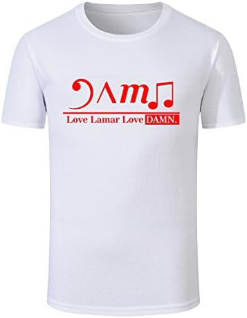 GeLivable Kendrick Lamar DAMN T Shirt Hip Hop Rap Men's Tees (White+Red,S)