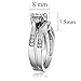 Stainless Steel White Round Cut Cubic Zirconia Wedding Ring Set Three-Stone Size 5-10 SPJ