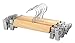 10 Pack Wooden Pants Hangers with Clips - Smooth Finish Solid Wood Skirt Hangers Space Saving - Natural Wood Color - Clip Hanger for Pant, Skirts, Shorts, Tanks, Blankets, and Dresses.