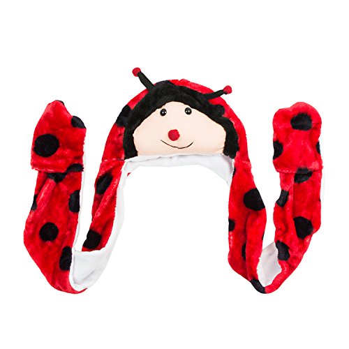 Ladybug Unisex Polyester Plush Bug Critter Winter Hat Beanie Aviator Style