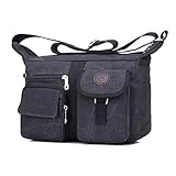 Fabuxry Women's Shoulder Bags Purse Handbag Travel Bag Messenger Cross Body Canvas Bags (Black)